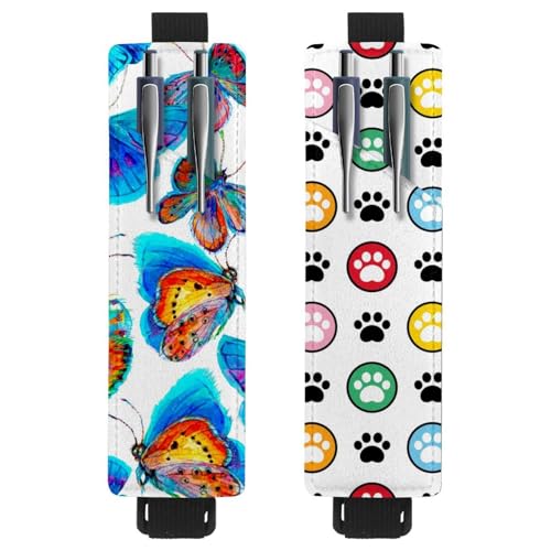 Eslifey Tragbarer Stifthalter, blaue Wasseroberfläche, Stifthalter, Stifteetui für 2 oder 3 Stifte, verstellbares Gummiband, abnehmbar, 2 Stück, Multi 11, 6.1x1.8in/15.4x4.6cm von Eslifey