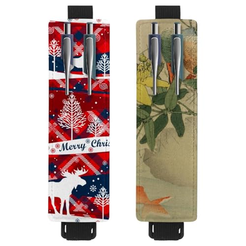 Eslifey Tragbarer Stifthalter, blauer Schmetterling, buntes Federmäppchen, Stifteetui für 2 oder 3 Stifte, verstellbares Gummiband, abnehmbar, 2 Stück, Mehrfarbig 6, 6.1x1.8in/15.4x4.6cm von Eslifey