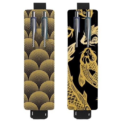 Eslifey Tragbarer Stifthalter, buntes Quallen-Blasen-Muster, Stiftehalter, Stifteetui für 2 oder 3 Stifte, verstellbares Gummiband, abnehmbar, 2 Stück, mehrfarbig 5, 6.1x1.8in/15.4x4.6cm von Eslifey