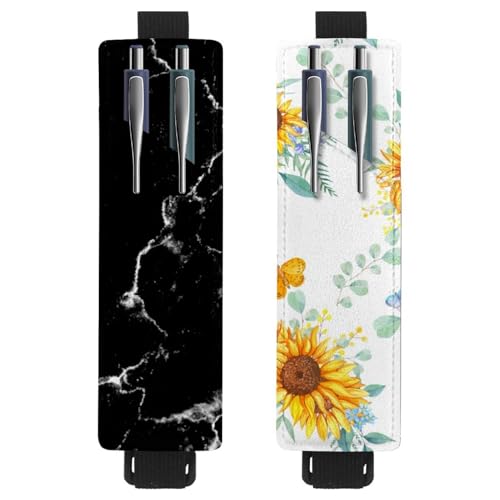 Eslifey Tragbarer Stifthalter, goldfarbene Blumen, bemalte Stifthalter, Stifteetui für 2 oder 3 Stifte, verstellbares Gummiband, abnehmbar, 2 Stück, Mehrfarbig 6, 6.1x1.8in/15.4x4.6cm Eslifey Tragbarer Stifthalter, goldfarbene Blumen, bemalte Stifthalter, Stifteetui für 2 oder 3 Stifte, verstellbares Gummiband, abnehmbar, 2 Stück, Mehrfarbig 6, 6.1x1.8in/15.4x4.6cm von Eslifey