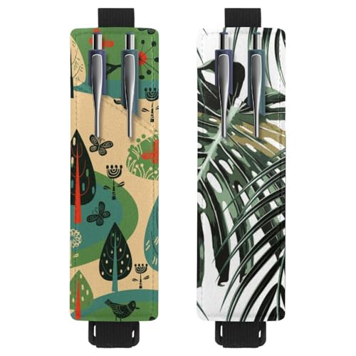 Eslifey Tragbarer Stifthalter, grüner Camouflage-Stiftehalter, Stifteetui für 2 oder 3 Stifte, verstellbares Gummiband, abnehmbar, 2 Stück, mehrfarbig 5, 6.1x1.8in/15.4x4.6cm von Eslifey