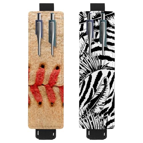 Eslifey Tragbarer Stifthalter, niedlicher Bär und Geschenk, Weihnachten, Herzmuster, Stifthalter, Stifteetui für 2 oder 3 Stifte, verstellbares Gummiband, abnehmbar, 2 Stück, Mehrfarbig 15, 6.1x1.8in von Eslifey