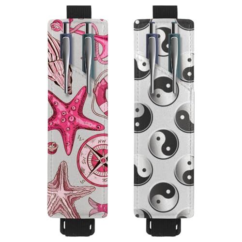 Eslifey Tragbarer Stifthalter, niedlicher Bär und Geschenk, Weihnachten, Herzmuster, Stifthalter, Stifteetui für 2 oder 3 Stifte, verstellbares Gummiband, abnehmbar, 2 Stück, Multi 14, 6.1x1.8in von Eslifey