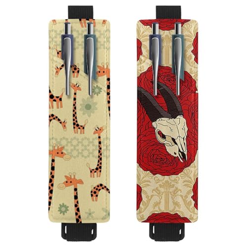 Eslifey Tragbarer Stifthalter, niedlicher Cartoon-Dinosaurier-Stifthalter, Stifteetui für 2 oder 3 Stifte, verstellbares Gummiband, abnehmbar, 2 Stück, Mehrfabig 8, 6.1x1.8in/15.4x4.6cm von Eslifey