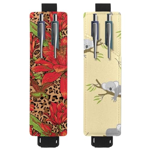 Eslifey Tragbarer Stifthalter, niedlicher Cartoon-Dinosaurier-Stifthalter, Stifteetui für 2 oder 3 Stifte, verstellbares Gummiband, abnehmbar, 2 Stück, Mehrfarbig 10, 6.1x1.8in/15.4x4.6cm von Eslifey