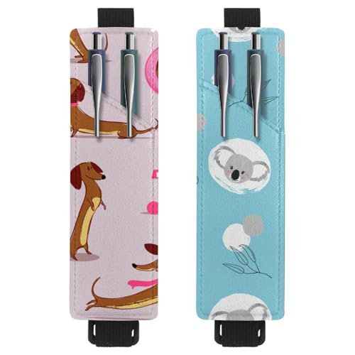 Eslifey Tragbarer Stifthalter, niedlicher Cartoon-Dinosaurier-Stifthalter, Stifteetui für 2 oder 3 Stifte, verstellbares Gummiband, abnehmbar, 2 Stück, Mehrfarbig 2, 6.1x1.8in/15.4x4.6cm von Eslifey