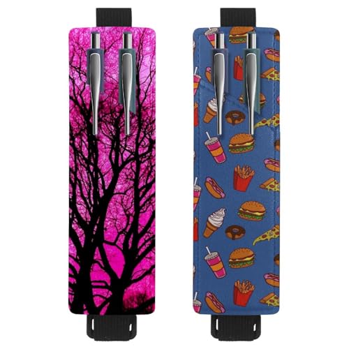 Eslifey Tragbarer Stifthalter, niedlicher Cartoon-Dinosaurier-Stifthalter, Stifteetui für 2 oder 3 Stifte, verstellbares Gummiband, abnehmbar, 2 Stück, Multi 14, 6.1x1.8in/15.4x4.6cm von Eslifey