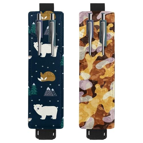 Eslifey Tragbarer Stifthalter, niedlicher Cartoon-Dinosaurier-Stifthalter, Stifteetui für 2 oder 3 Stifte, verstellbares Gummiband, abnehmbar, 2 Stück, mehrfarbig 4, 6.1x1.8in/15.4x4.6cm von Eslifey