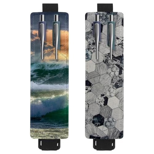 Eslifey Tragbarer Stifthalter, niedlicher Cartoon-Dinosaurier-Stifthalter, Stifteetui für 2 oder 3 Stifte, verstellbares Gummiband, abnehmbar, 2 Stück, mehrfarbig 9, 6.1x1.8in/15.4x4.6cm von Eslifey