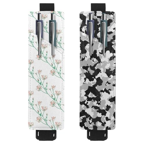 Eslifey Tragbarer Stifthalter, romantisches Blumenmuster, rosa Stifthalter, Stifteetui für 2 oder 3 Stifte, verstellbares Gummiband, abnehmbar, 2 Stück, Multi 14, 6.1x1.8in/15.4x4.6cm von Eslifey