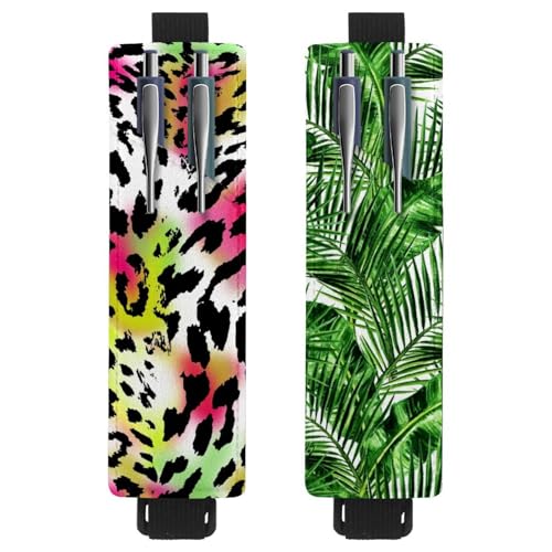 Eslifey Tragbarer Stifthalter, schwarzes Dinosaurier-Muster, Stifthalter, Stifteetui für 2 oder 3 Stifte, verstellbares Gummiband, abnehmbar, 2 Stück, Mehrfarbig 10, 6.1x1.8in/15.4x4.6cm von Eslifey