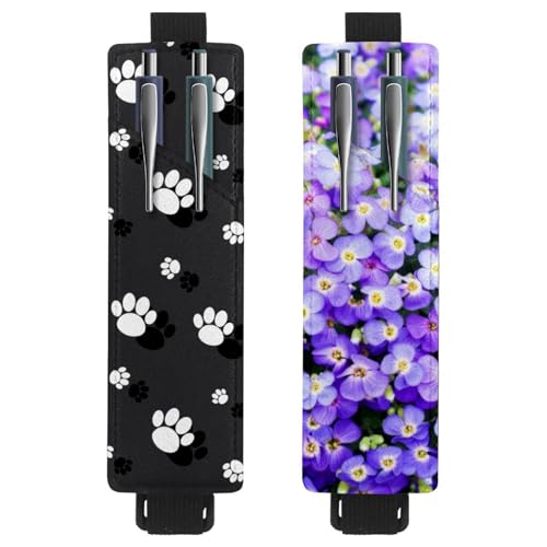 Eslifey Tragbarer Stifthalter, schwarzes Dinosaurier-Muster, Stifthalter, Stifteetui für 2 oder 3 Stifte, verstellbares Gummiband, abnehmbar, 2 Stück, Mehrfarbig 12, 6.1x1.8in/15.4x4.6cm von Eslifey