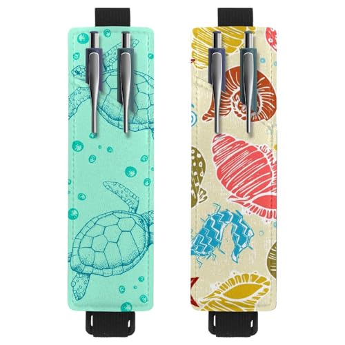 Eslifey Tragbarer Stifthalter, schwarzes Dinosaurier-Muster, Stifthalter, Stifteetui für 2 oder 3 Stifte, verstellbares Gummiband, abnehmbar, 2 Stück, Mehrfarbig 15, 6.1x1.8in/15.4x4.6cm von Eslifey