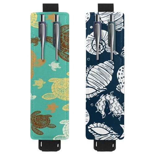 Eslifey Tragbarer Stifthalter, schwarzes Dinosaurier-Muster, Stifthalter, Stifteetui für 2 oder 3 Stifte, verstellbares Gummiband, abnehmbar, 2 Stück, Multi 14, 6.1x1.8in/15.4x4.6cm von Eslifey