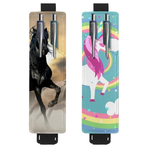 Eslifey Tragbarer Stifthalter, stilvoller goldener gepunkteter Stifthalter, Stifteetui für 2 oder 3 Stifte, verstellbares Gummiband, abnehmbar, 2 Stück, Mehrfabig 8, 6.1x1.8in/15.4x4.6cm von Eslifey