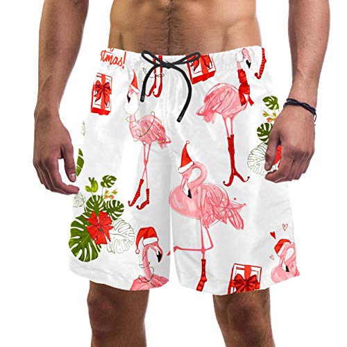 Eslifey Weihnachtliche Badehose mit Flamingo-Vogel-Muster, elastische Badehose für Herren Gr. L/XL, multi von Eslifey