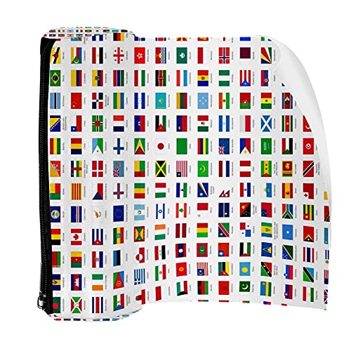 Federmäppchen mit Weltländer-Flagge, Tasche mit Reißverschluss für Schreibwaren, Reisen, Schule, Studenten von Eslifey