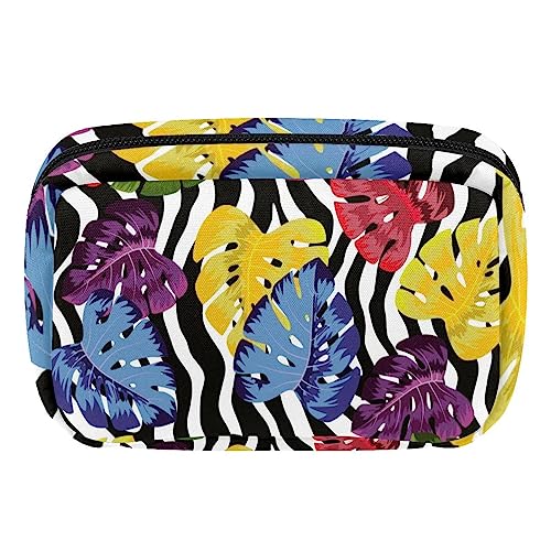 Make-up-Tasche, Kokosnuss, Banane, Palmblatt, Kosmetiktasche, tragbare Tragetasche, Reisetasche, Organizer, Zubehörtasche für Frauen, Mehrfarbig 4, 17.5x7x10.5cm/6.9x4.1x2.8in von Eslifey