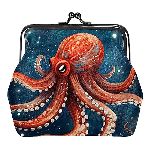 Münzgeldbörsen, Oktopus im Himmel, Münzgeldbörse, tragbare Schmucktasche mit Kissverschluss, für Damen, Mädchen, Kinder, Mehrfarbig 2, 4.3x4.7 in/11x12 cm, Münztasche von Eslifey