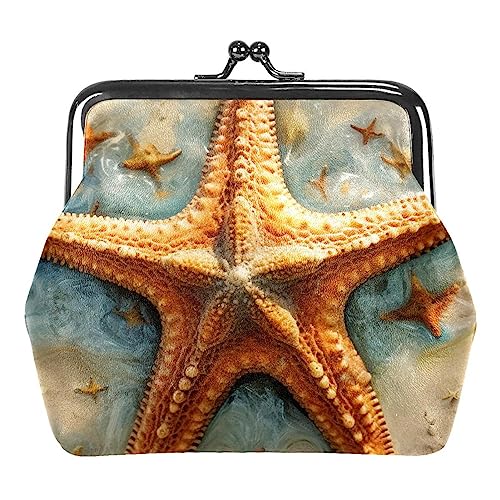 Münzgeldbörsen, Strand, Seestern, Münzgeldbörse, tragbare Schmucktasche mit Kissverschluss, für Damen, Mädchen, Kinder, Mehrfarbig 3, 4.3x4.7 in/11x12 cm, Münztasche von Eslifey