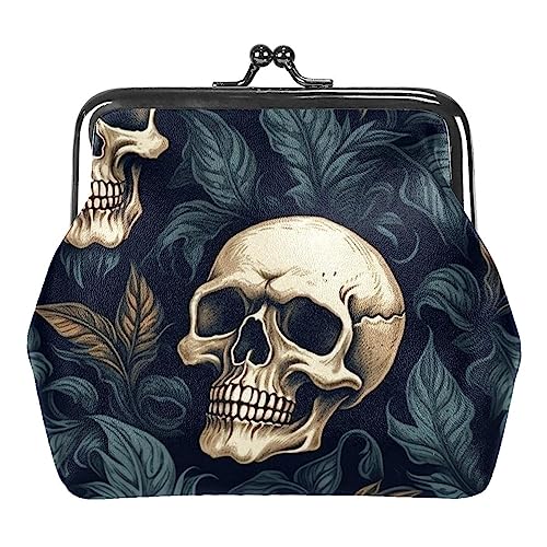 Münzgeldbörsen, Totenkopf und Blumen, Münzgeldbörse, tragbare Schmucktasche mit Kissverschluss, für Damen, Mädchen, Kinder, Mehrfarbig 3, 4.3x4.7 in/11x12 cm, Münztasche von Eslifey