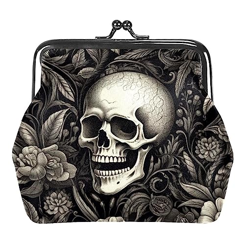 Münzgeldbörsen, Totenkopf und Blumen, Münzgeldbörse, tragbare Schmucktasche mit Kissverschluss, für Damen, Mädchen, Kinder, Mehrfarbig 4, 4.3x4.7 in/11x12 cm, Münztasche von Eslifey