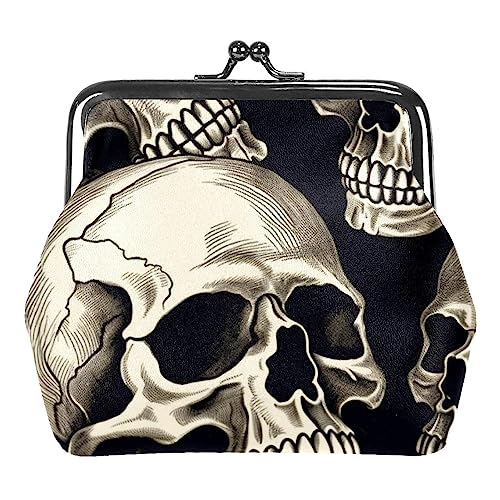 Münzgeldbörsen, Totenkopf und Blumen, Münzgeldbörse, tragbare Schmucktasche mit Kissverschluss, für Damen, Mädchen, Kinder, Mehrfarbig 6, 4.3x4.7 in/11x12 cm, Münztasche von Eslifey