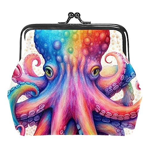 Münzgeldbörsen, bunte Meeres-Oktopus-Münzgeldbörse, tragbare Schmucktasche mit Kissverschluss, für Damen, Mädchen, Kinder, Mehrfarbig 10, 4.3x4.7 in/11x12 cm, Münztasche von Eslifey