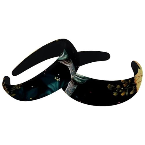 Set mit 2 breiten Samt-Haarbändern für Damen, Alien, bunte Blumen, Accessoires, gepolsterte Haarbänder, Schönheits-Haarbänder, Mädchen, dicke Haarbänder von Eslifey