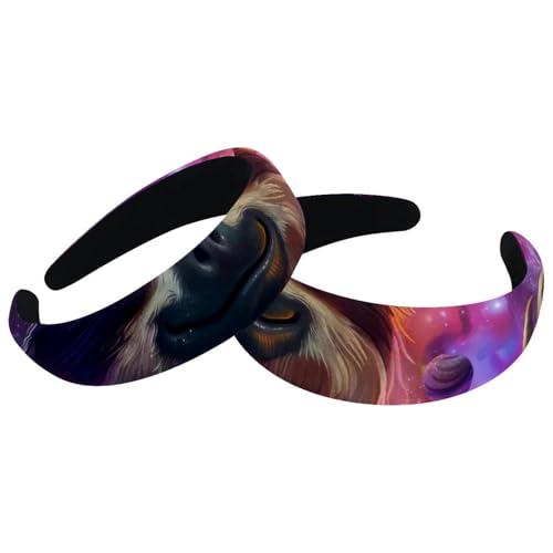 Set mit 2 breiten Samt-Haarbändern für Damen, buntes Galaxie-Faultier-Zubehör, gepolsterte Haarbänder, Schönheits-Haarbänder, Mädchen, dicke Haarbänder von Eslifey