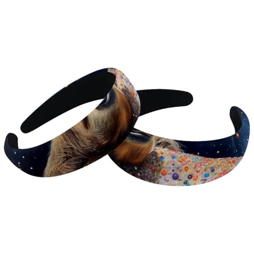 Set mit 2 breiten Samt-Haarbändern für Frauen, Galaxie-Faultier-Donut-Zubehör, gepolsterte Stirnbänder, Schönheits-Haarbänder, Mädchen, dicke Haarbänder von Eslifey