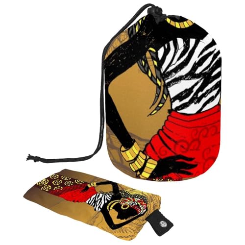 asebiunh Kosmetiktasche mit Kordelzug, fassförmig, tragbar, Reise-Make-up-Tasche, schöne afrikanische Frau, Palmenmuster, große Kapazität, wasserdicht, multifunktional, Eimer, Kulturbeutel, asebiunh Kosmetiktasche mit Kordelzug, fassförmig, tragbar, Reise-Make-up-Tasche, schöne afrikanische Frau, Palmenmuster, große Kapazität, wasserdicht, multifunktional, Eimer, Kulturbeutel, von Eslifey