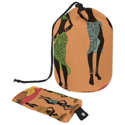 asebiunh Make-up-Tasche mit Kordelzug, groß, afrikanische Frau, Obstmalerei, Reise-Kosmetiktasche, tragbare Make-up-Tasche, mehrfarbig, 9.9x6.9in/25.2x17.6cm von Eslifey
