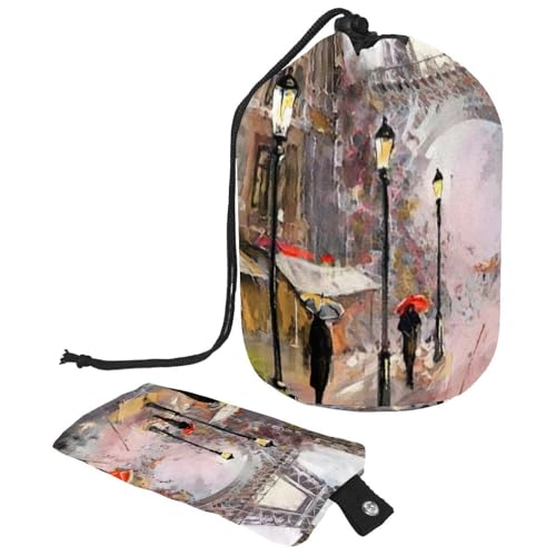 asebiunh Reise-Kosmetiktasche, Make-up-Tasche, multifunktionaler Kulturbeutel, runder Organizer, Aufbewahrungstasche, Frankreich, Eiffelturm, Menschen unter rotem Regenschirm, Straße, Ölgemälde, asebiunh Reise-Kosmetiktasche, Make-up-Tasche, multifunktionaler Kulturbeutel, runder Organizer, Aufbewahrungstasche, Frankreich, Eiffelturm, Menschen unter rotem Regenschirm, Straße, Ölgemälde, von Eslifey