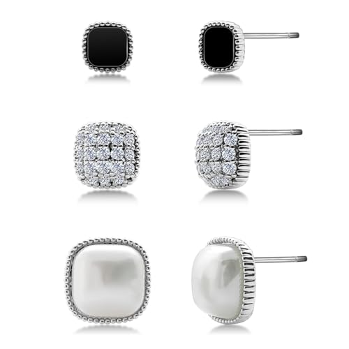 Eslinila 3 Paare Trendy Mehrere Piercings Ohrstecker, Hypoallergen S925 Sterling Silber Post Multi-Stil Ohrringe für Frauen Damen von Eslinila