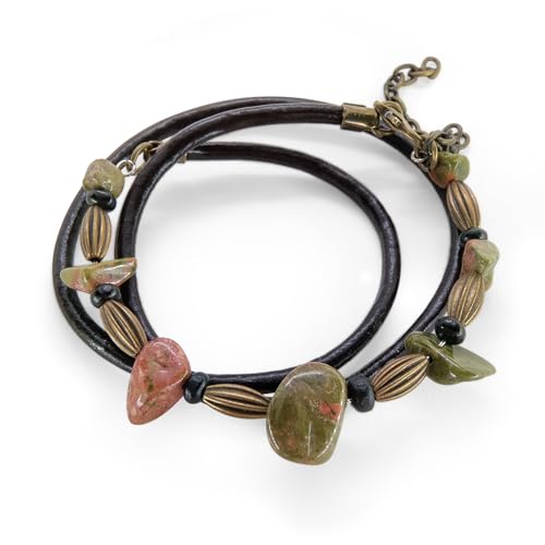 Eslinila Boho Healing Crystal Armbänder für Frauen, Naturstein Multi-Layer-Leder-Wrap-Armband Mode Freundschaft Armbänder Männer Schmuck von Eslinila