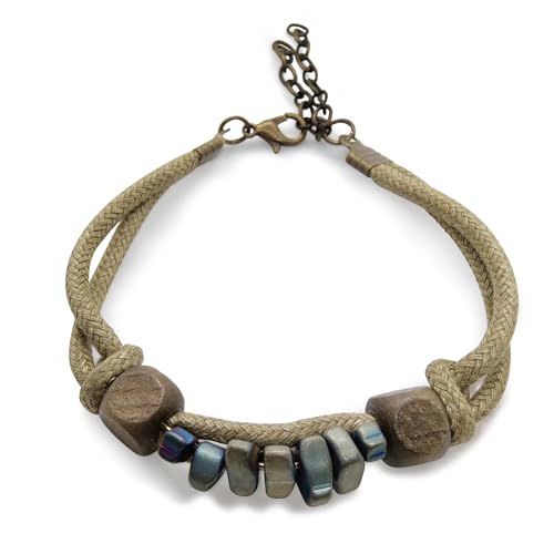 Eslinila Boho Natural Beaded Handmade Ankle Bracelet Handgelenk Earthy Armbänder für Frauen Männer Geschenke Manschette Armband Schmuck von Eslinila