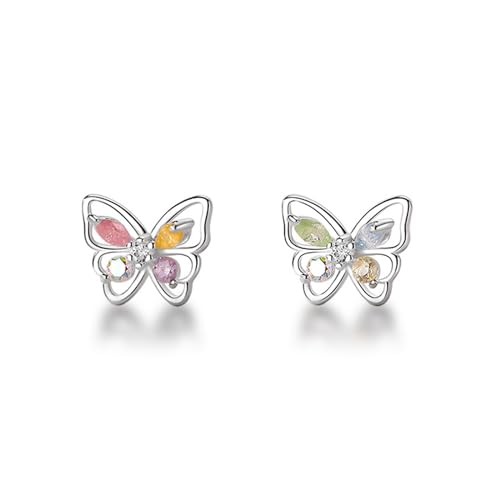 Eslinila Schmetterling Ohrstecker Diamant flach zurück Ohrringe hypoallergen minimalistischen Schmuck für Frauen von Eslinila