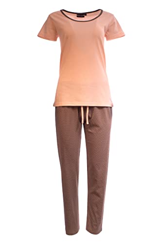 AnnAmax Damen Pyjama-Set Schlafanzug 100% Baumwolle Kurzarm Schlafhose Rosa M von Esmara