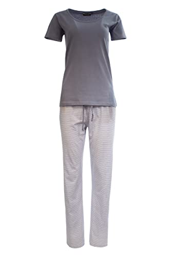 Esmara AnnAmax Damen Pyjama-Set Schlafanzug 100% Baumwolle Kurzarm Schlafhose Blau XL von Esmara