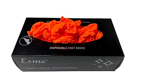 Esme Einweg-Socken, 20 Denier, für Frauen und Männer, Einheitsgröße, 100 Stück/Packung (ORANGE, 2) von Esme