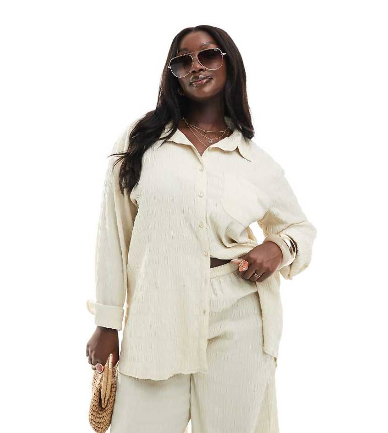 Esmée Curve - Exclusive - Strukturiertes Strandhemd in Steingrau, Kombiteil-Neutral von Esmee Curve