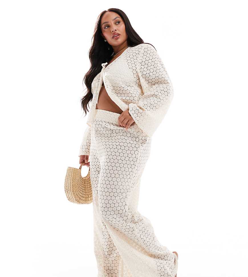 Esmee Curve - Exklusiv - Strandhose aus Häkelstrick in Cremeweiß, Kombiteil von Esmee Curve