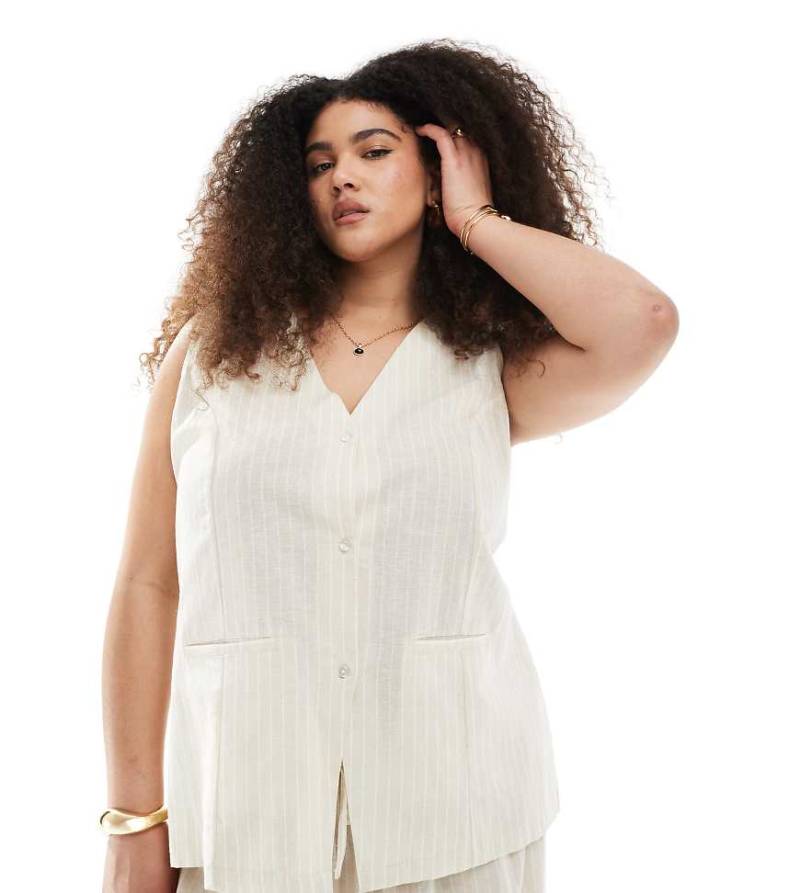 Esmée Curve - Exklusive Weste mit Streifen in Beige und Weiß, Kombiteil-Neutral von Esmee Curve