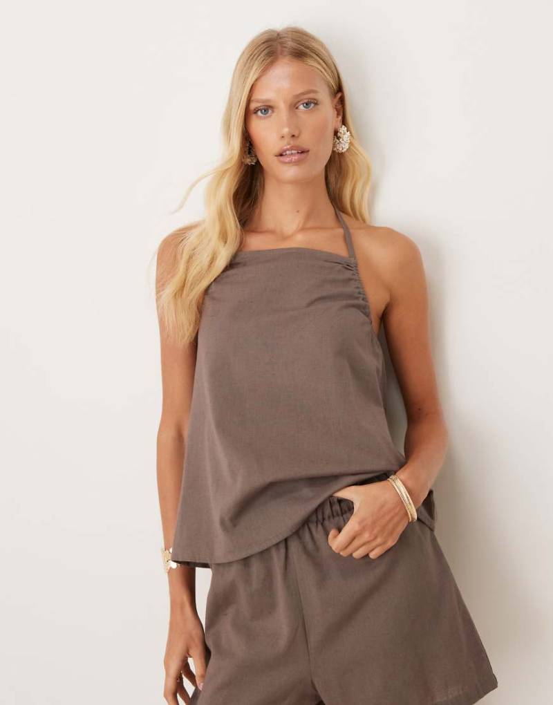 Esmée - Exclusive - Cropped-Strandtop in Braun mit Riemchenträgern, Kombiteil von Esmée