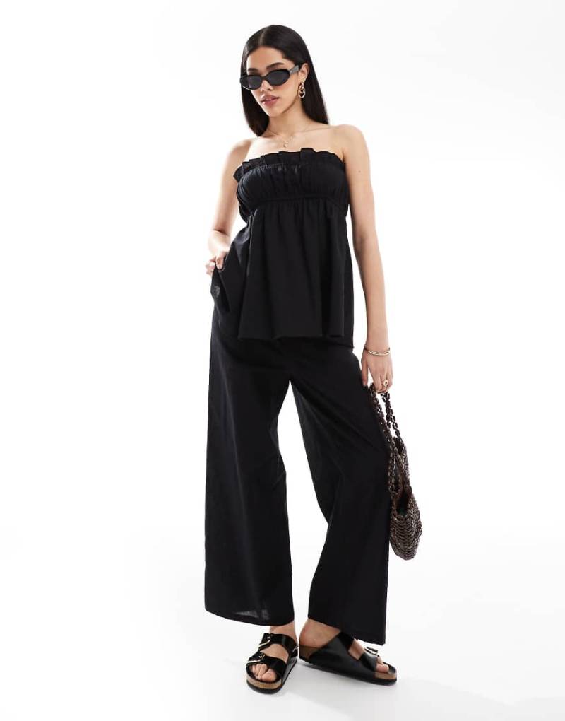 Esmee - Exclusive - Hose in schwarzer Leinenoptik und lockerem Schnitt von Esmée