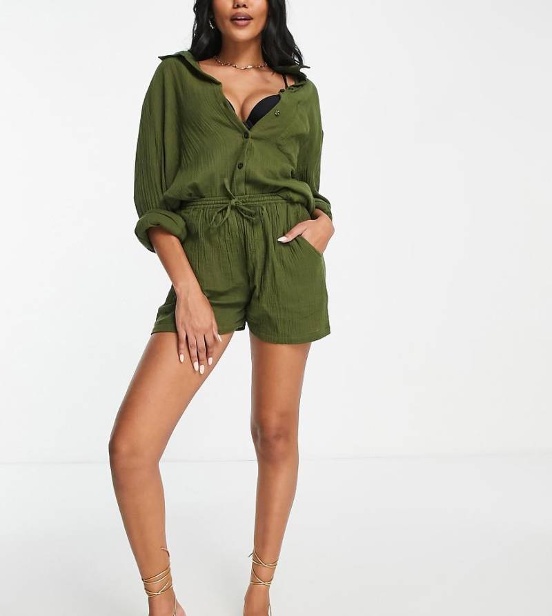 Esmee - Exklusive Strand-Shorts in Khaki, Kombiteil-Grün von Esmée