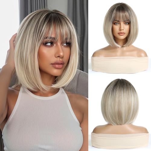 Esmee Kurze Gerade Blonde Perücken für Frauen Natürliche Synthetische Haare Ombre Perücke für Täglich & Party Gebrauch von Esmee