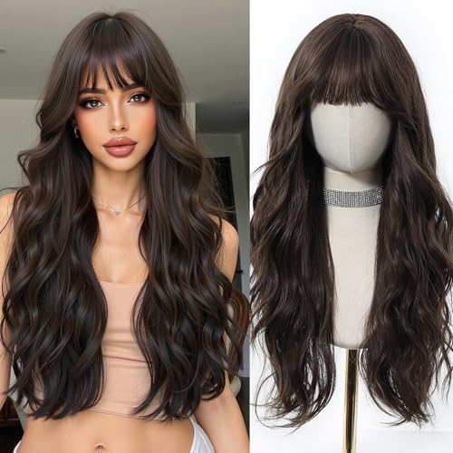 Esmee Lang Gewellt Braun Perücken für Damen Naturalsynthetikhaar Ombré Perücke für täglichen Gebrauch & Party von Esmee