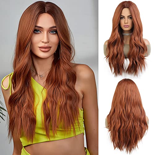 Esmee Langes Ombre Auburn Perücken für Frauen Natuaral Synthetische Gewelltes Lockiges Haar Perücke für tägliche Party Cosplay Verwendung von Esmee